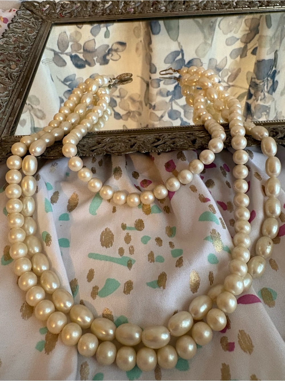 Vintage Cream Pearl Multi-Strand Necklace